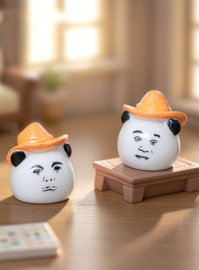 微景观创意卡通搞怪熊猫头摇摇表情包萌粒 DIY装饰品迷你树脂摆件