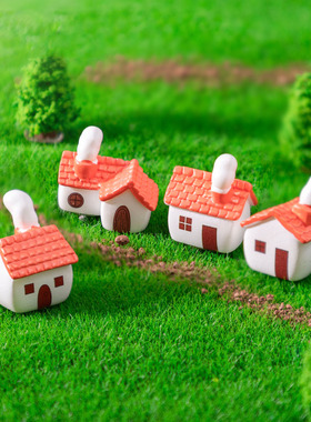 微景观创意红瓦烟囱乡村小房子园艺造景 DIY装饰品迷你树脂小摆件