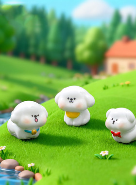 微景观创意可爱小白狗萌粒公仔DIY装饰品配件迷你桌面树脂小摆件