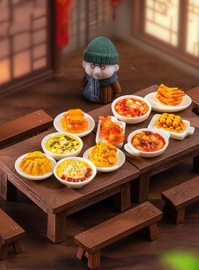 微景观创意中式仿真食玩菜肴粉蒸肉腊八粥 DIY装饰品迷你树脂摆件