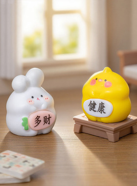 微景观创意可爱兔子小动物萌粒公仔 DIY装饰品迷你桌面树脂小摆件