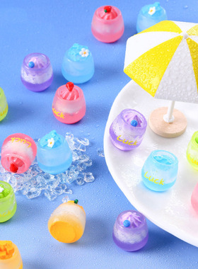 微景观简约现代仿真食玩水果冰杯 DIY装饰品车载桌面树脂迷你摆件