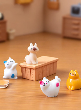 微景观可爱比心小猫公仔萌粒 娃娃屋diy装饰品