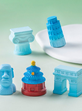 微景观创意仿真建筑发夜光名胜古迹天坛斜塔 DIY装饰品树脂小摆件