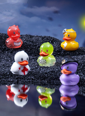 跨境新品微景观创意可爱小黄鸭万圣节造景 DIY装饰品迷你树脂摆件