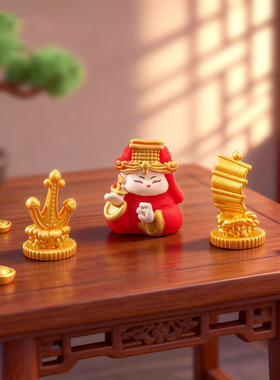 微景观可爱妈祖公仔萌粒 diy装饰品洒金玉帆平安纳福树脂小摆件