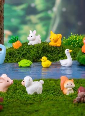 苔藓微景观创意可爱小动物青蛙小黄鸭子公仔装饰品微缩迷你小摆件