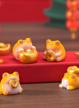 微景观简约创意招财小金蟾萌粒公仔 DIY装饰品迷你新年桌面小摆件