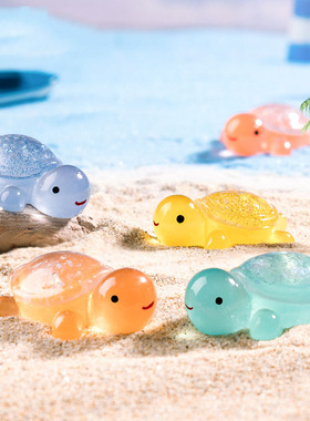 微景观简约现代创意夜光小乌龟海龟抖音萌粒DIY装饰品迷你小摆件