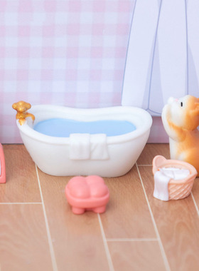 微景观简约创意可爱粉色浴室娃娃屋家具用品 diy饰品迷你树脂摆件