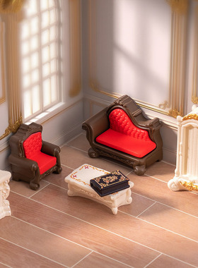 微景观简约创意欧式椅子茶几家具娃娃屋 DIY装饰品迷你微缩小摆件