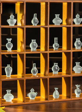 微景观创意冰透橄榄瓶花口瓶瓷器 DIY装饰品挂配件缩场景树脂摆件