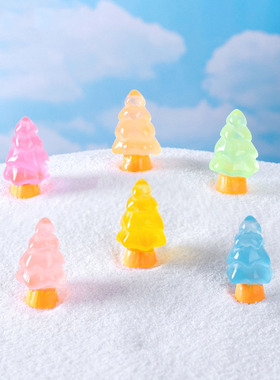 跨境外贸微景观简约创意夜光圣诞树造雪景 DIY装饰品迷你树脂摆件