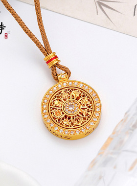 沙金八宝罗盘项链批发新中式小众设计感旋转镂空满钻吊坠饰品配件