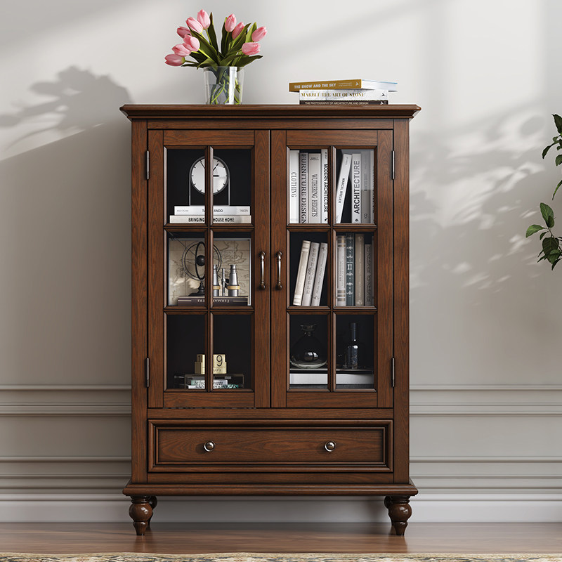 森趣美式复古乡村矮柜子收纳储物柜白蜡木双开门矮酒柜欧式风格,淘宝优惠券,粉丝福利购,淘宝优惠卷