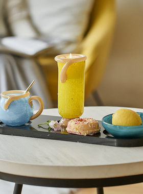 拍照道具餐桌双色拼接直筒迷你花软装居家台面香薰烛台摆件