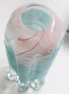 Soft复古水墨纹玻璃花瓶水培家居装饰品摆件客厅餐厅电视柜软装