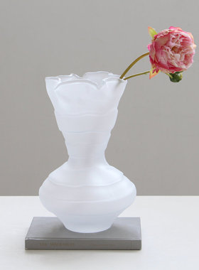 北欧现代简约磨砂白色透明玻璃花瓶水培插花花器工艺品家居摆件