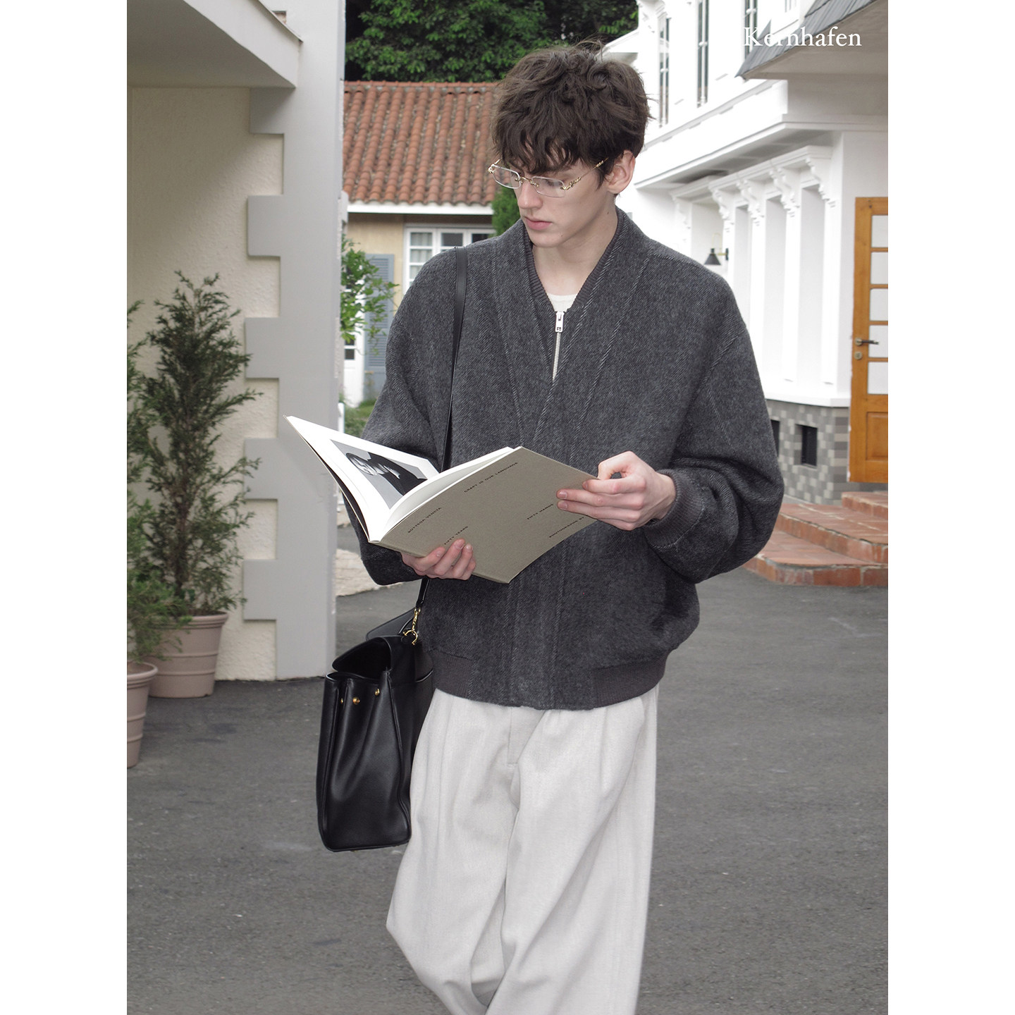 短款毛呢大衣男高级感假两件双面呢羊毛外套| kernhafen柯恩哈芬,淘宝优惠券,粉丝福利购,淘宝优惠卷