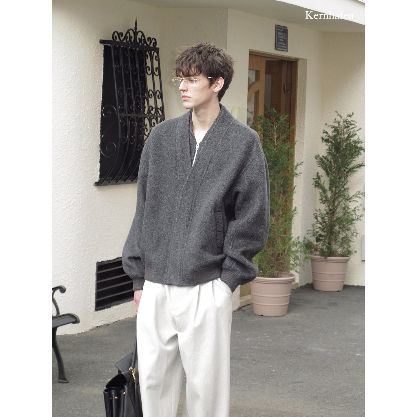 短款毛呢大衣男高级感假两件双面呢羊毛外套| kernhafen柯恩哈芬,淘宝优惠券,粉丝福利购,淘宝优惠卷