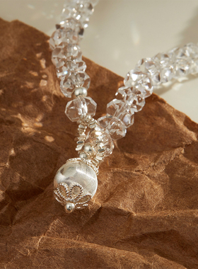 SUM汽泡·猫眼拉丝设计白水晶手串925银原创设计款新品