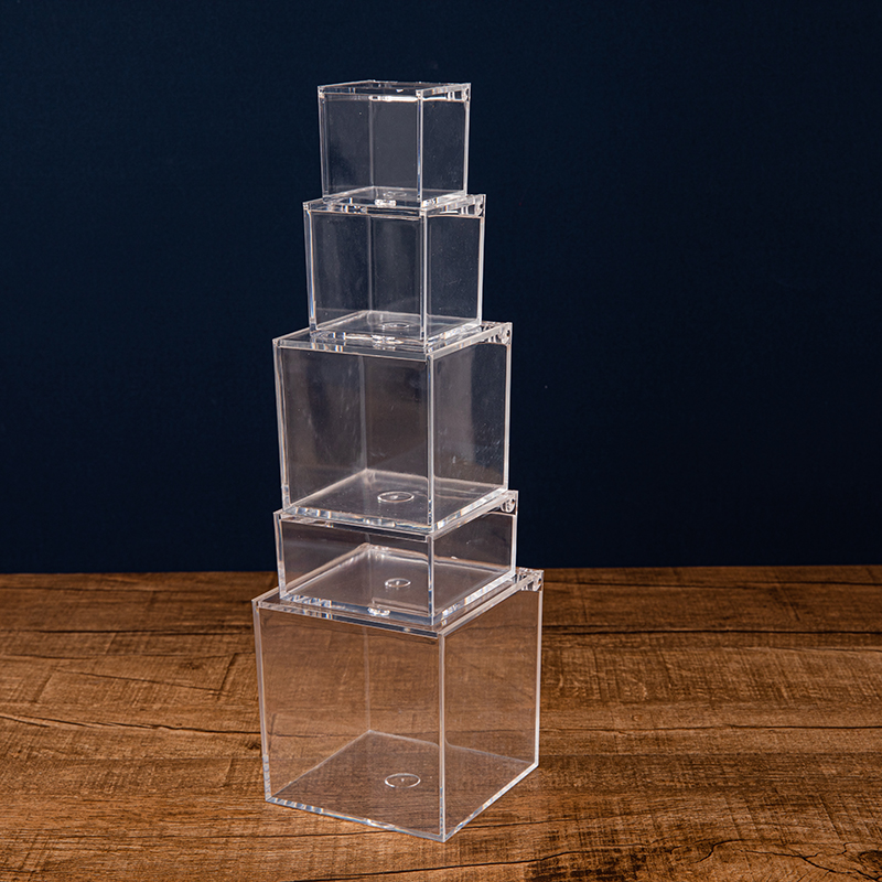 纯色正方形翻盖透明糖果盒食品级婚庆喜糖礼品包装亚克力塑料盒子 - 图1