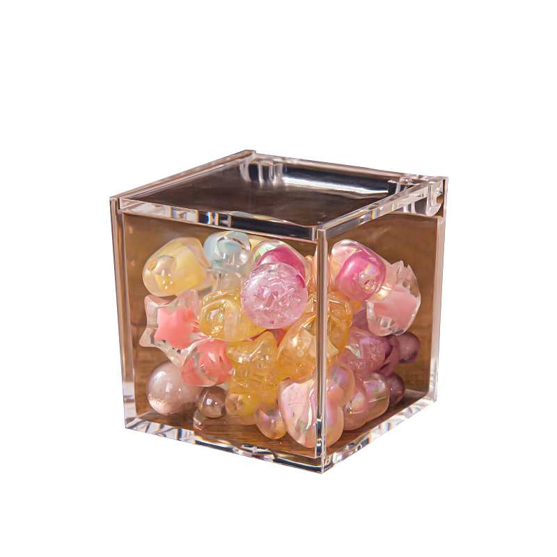 纯色正方形翻盖透明糖果盒食品级婚庆喜糖礼品包装亚克力塑料盒子 - 图3