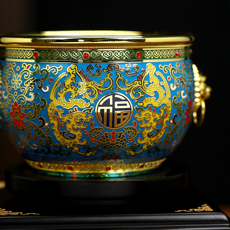 非遗珐琅金海福缸文创工艺品摆件福寿金海门海小缸贺寿礼物,淘宝优惠券,粉丝福利购,淘宝优惠卷