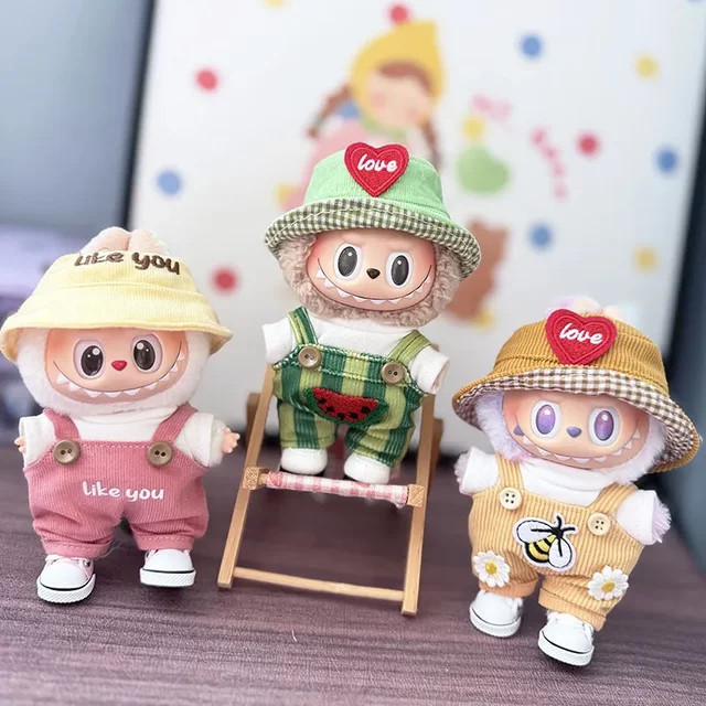 1st, 2nd and 3rd generation keychain Labubu clothes pendant Labubu baby clothes summer watermelon overalls suit cute
