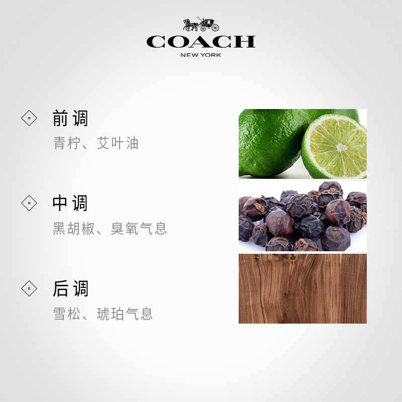 【曾舜晞同款】COACH/蔻驰纽约蓝调男士淡香水馥奇海洋调年轻活力 - 图1