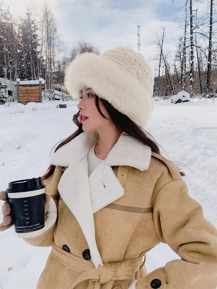 毛绒保暖帽子女冬韩版仿獭兔毛时尚百搭甜美可爱皮草渔夫帽盆帽,淘宝优惠券,粉丝福利购,淘宝优惠卷