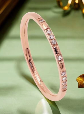 钛钢玫瑰金一生一世细戒指女不掉色可水洗ins潮素圈指环新款