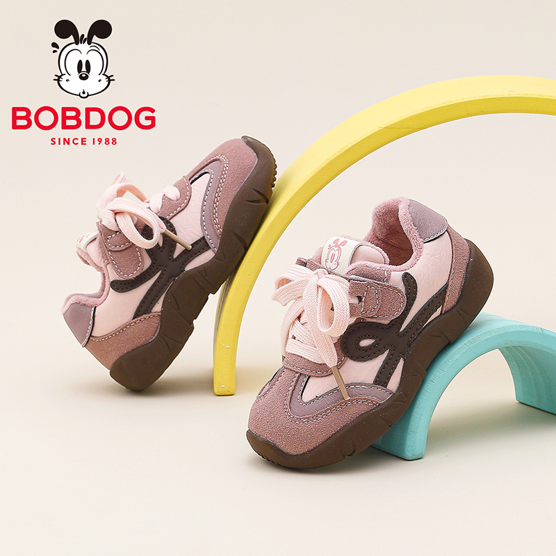 巴布豆童鞋女童德训鞋冬季软底二棉学步鞋2025新款儿童加绒宝宝鞋 - 图1