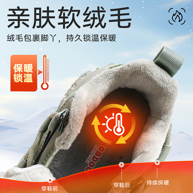 巴布豆童鞋男童鞋秋冬款2025新加绒二棉鞋儿童冬鞋男孩男宝运动鞋 - 图2