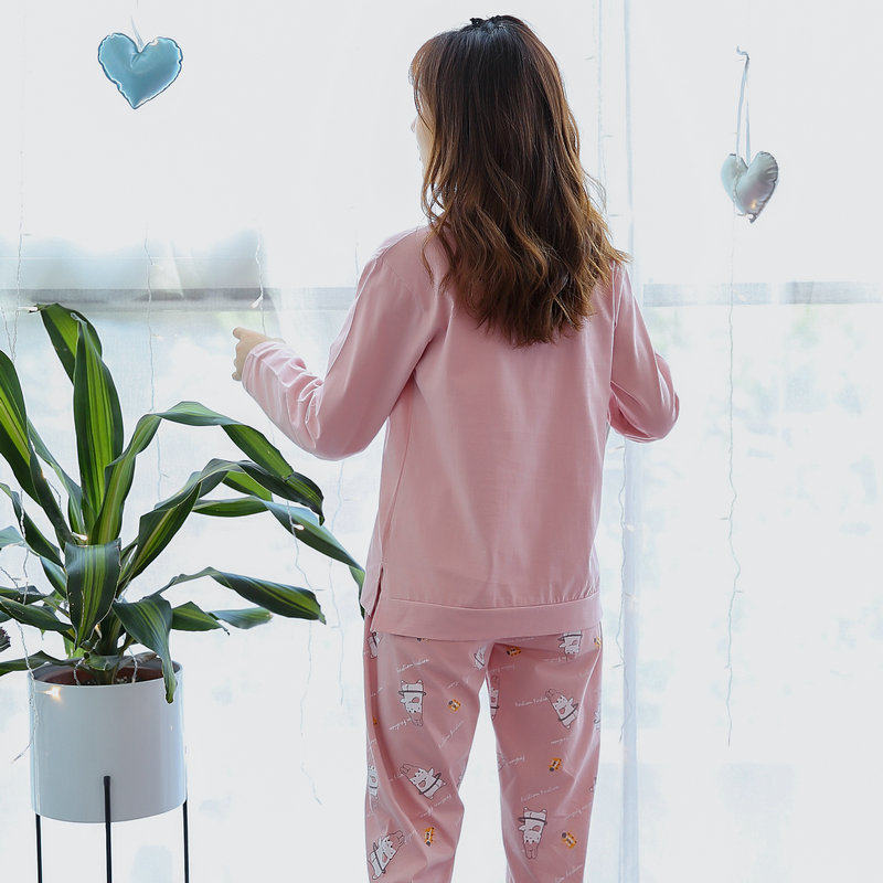 女春秋冬季纯棉长袖夏学生可爱睡衣 熙草睡衣/家居服套装