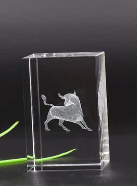 水晶牛摆件送朋友同学孩子创意动物摆件生日礼物镇子写毛笔字压纸