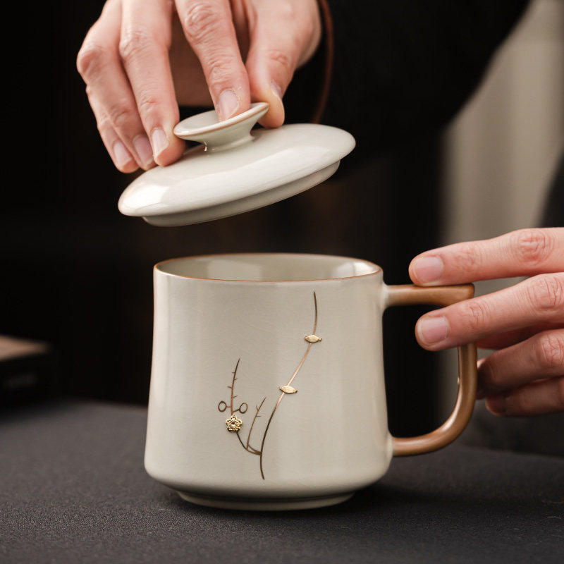 锯钉汝窑茶杯马克杯个人专用杯办公杯中式喝茶杯水杯送礼高档礼盒,淘宝优惠券,粉丝福利购,淘宝优惠卷