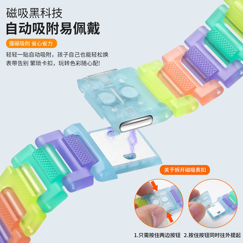 适用于小天才儿童手表表带z11/z10/z9少年版夜光彩虹腕带z8/z7A/z6Pro/z6巅峰版替换带Z5Pro/Y03男女学生配件-图1