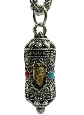 S925纯银复古民族风泰银 六字真言双层嘎乌盒可拆卸吊坠个性银饰