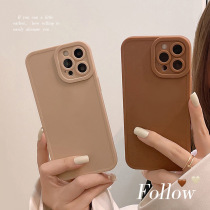 Applicable iPhone13 mobile phone town store fruit 12Promax new spot housing protective sleeve autumn and winter tender brown