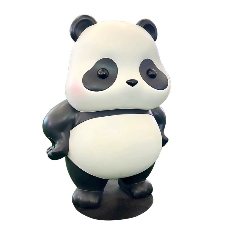 网红熊猫滚滚panda roll雕塑定制玻璃钢卡通熊猫商铺拍照打卡摆件 - 图3
