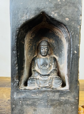 晋文化砖雕佛像禅悟柱佛龛家居摆件文房书房装饰创意摆件