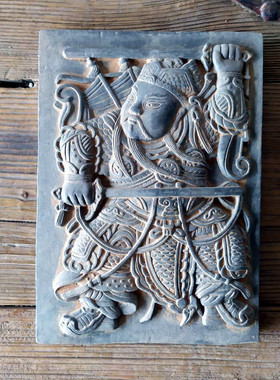 中式金砖青砖秦砖汉瓦当宣纸拓片尉迟敬德秦叔宝年画门神砖雕摆件