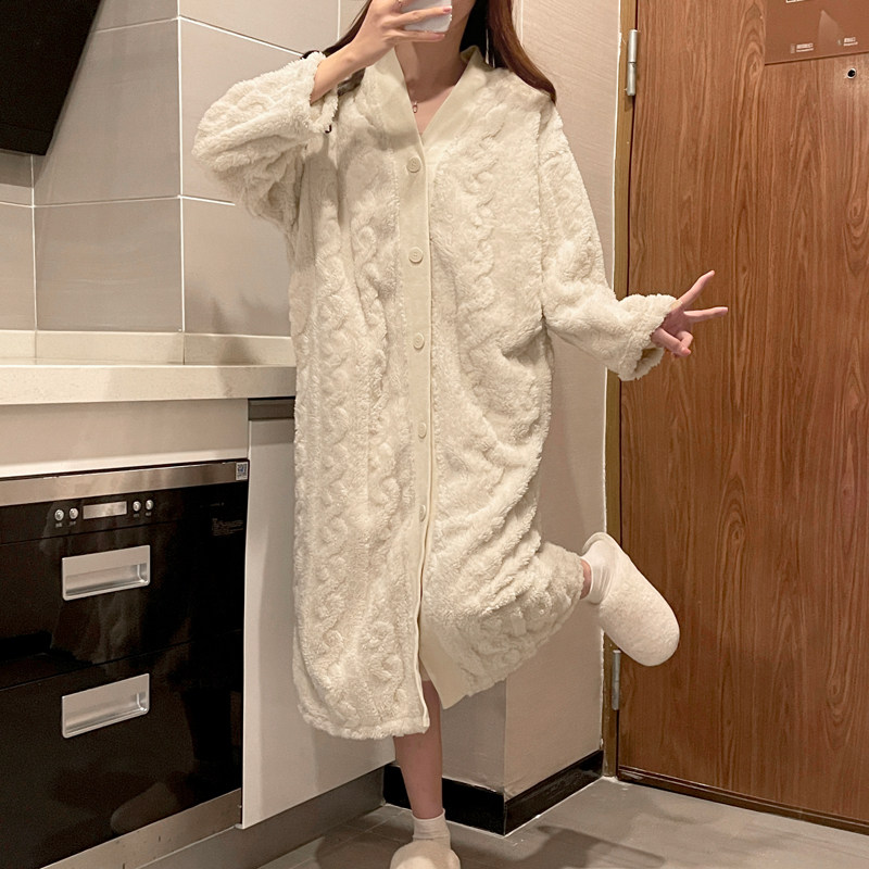 2021年新款提花秋冬季珊瑚绒睡袍 玛宝娜睡裙