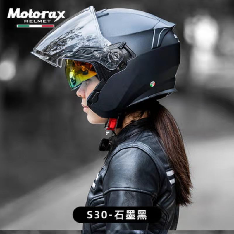 MOTORAX摩雷士摩托车头盔S30半盔男女双镜片夏季四分之三头盔防晒 - 图3