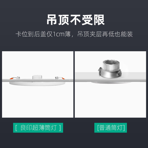 自由开孔筒灯面板灯嵌入式led超薄孔灯桶射灯家用方圆形格栅洞灯 - 图2