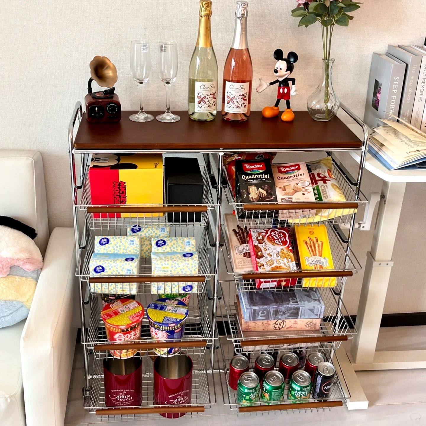 中古风收纳小推车桌下置物架可移动客厅零食车边几茶几收纳架子,淘宝优惠券,粉丝福利购,淘宝优惠卷