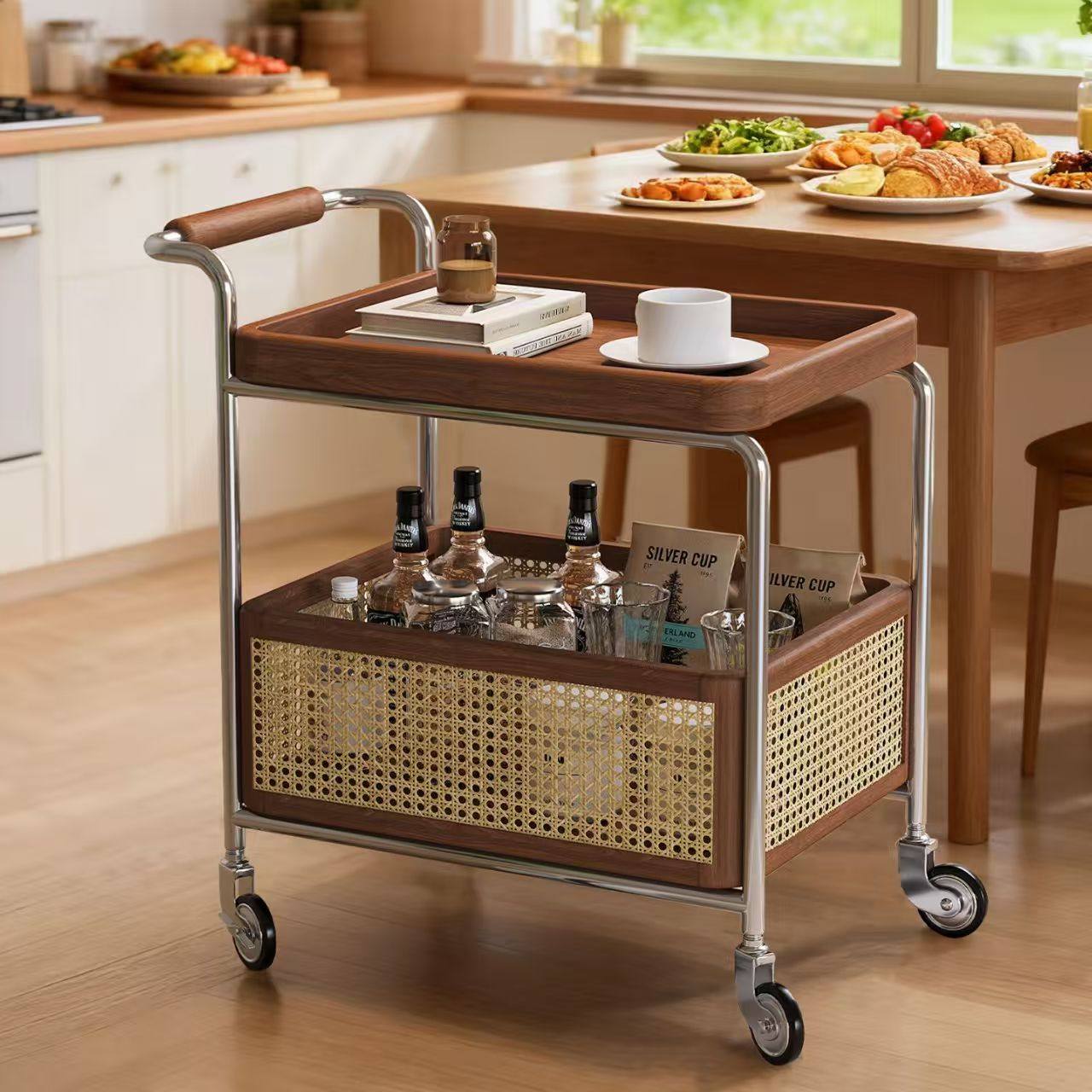 实木沙发边几可移动茶几小推车中古风客厅家用侧边柜小桌子置物架,淘宝优惠券,粉丝福利购,淘宝优惠卷