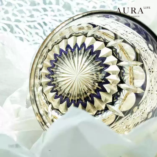 AURA'S紫曙光江户切子手工雕刻水晶玻璃杯日式高档威士忌酒杯 - 图0