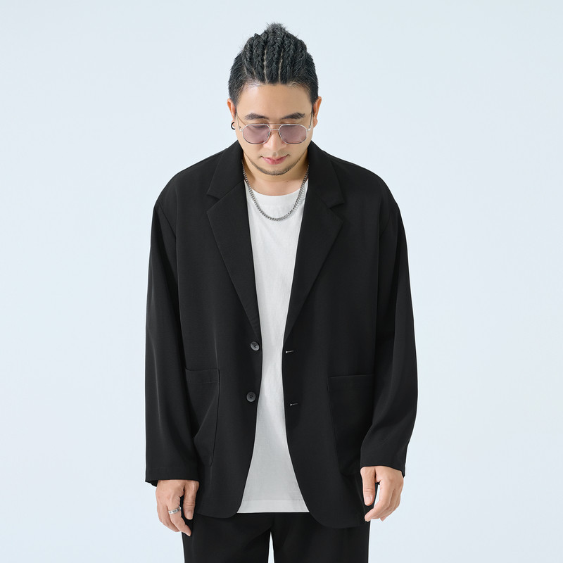 半墨平驳领休闲西服男春季宽松加肥加大单排扣西装外套特大码男装,淘宝优惠券,粉丝福利购,淘宝优惠卷